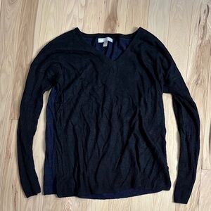 Banana Republic Black and Navy V-Neck Sweater